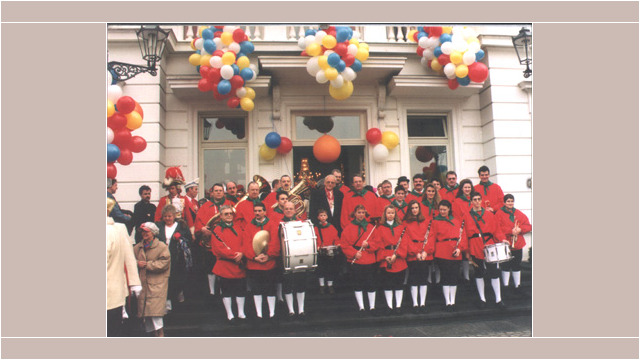 Karneval 1996 zu Besuch in der Villa Hammerschmidt bei Bundespräsident Roman Herzog